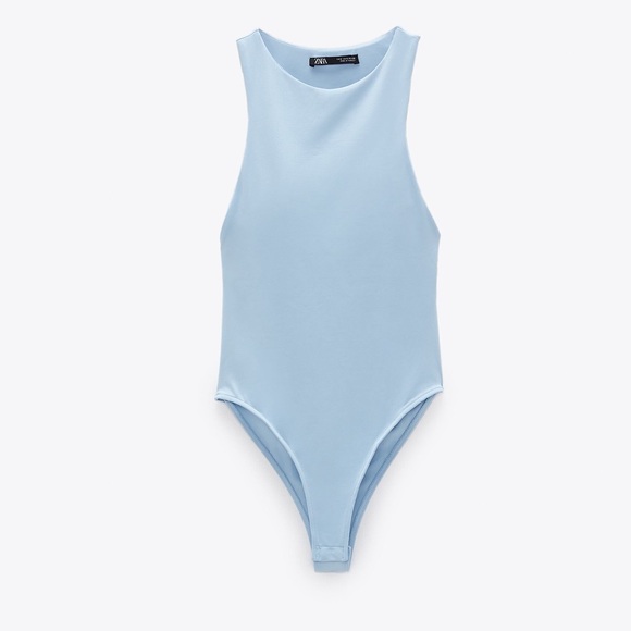 ZARA Baby Blue Spandex Halter Neck Bodysuit - Picture 13 of 13
